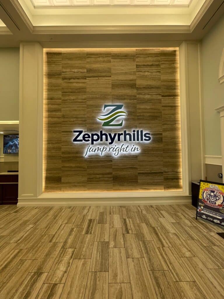 Zephyrhills sign lit 2
